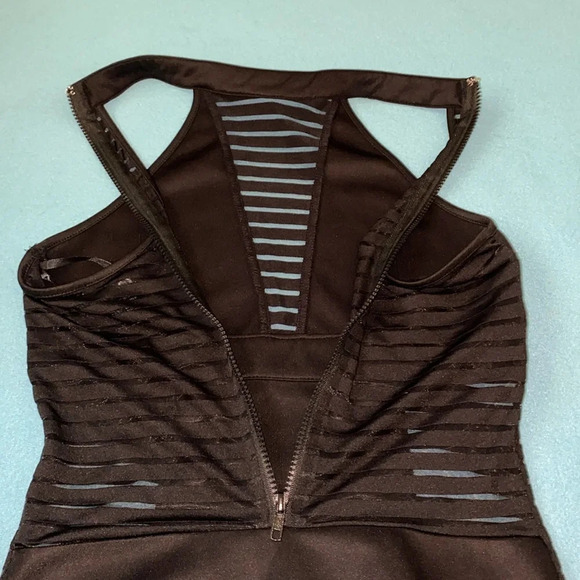 OHYES FASHION choker mock style mesh thong bodysuit zipper back NEW size L - Picture 4 of 10